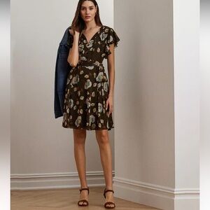 Lauren Ralph Lauren Floral Georgette Flutter Sleeve Dress